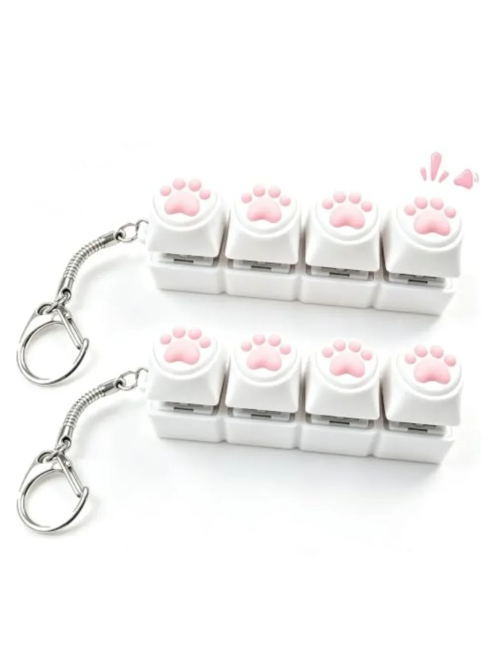 Cat Paw Keychain Fidget Toy - Stress Relief Clicker Keyring, Squeeze Anxiety
